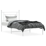 Metal Bed Frame without Mattress with Headboard White 90x190 cm - Side View