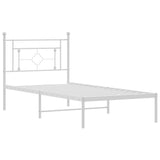 Metal Bed Frame without Mattress with Headboard White 90x190 cm