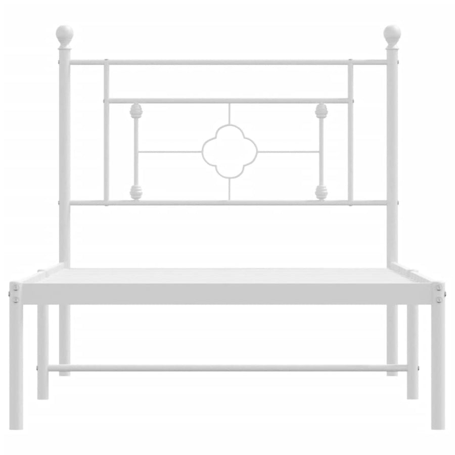 Metal Bed Frame without Mattress with Headboard White 90x190 cm