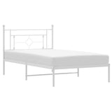Metal Bed Frame without Mattress with Headboard White 107x203 cm King Single