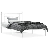 Metal Bed Frame without Mattress with Headboard White 107x203 cm King Single - Side View