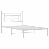 Metal Bed Frame without Mattress with Headboard White 107x203 cm King Single - Top-Down View