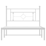 Metal Bed Frame without Mattress with Headboard White 107x203 cm King Single