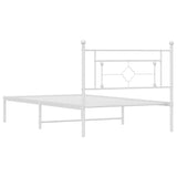 Metal Bed Frame without Mattress with Headboard White 107x203 cm King Single - Close-Up Angle