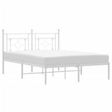 Metal Bed Frame without Mattress with Headboard White 135x190 cm - Front View