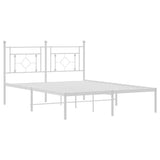 Metal Bed Frame without Mattress with Headboard White 135x190 cm - Top-Down View