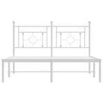 Metal Bed Frame without Mattress with Headboard White 135x190 cm