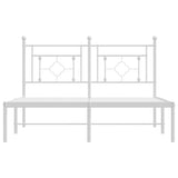 Metal Bed Frame without Mattress with Headboard White 135x190 cm - 45-Degree Angle