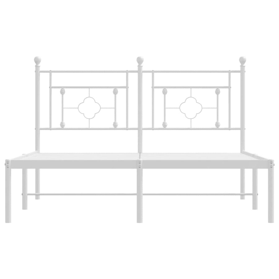Metal Bed Frame without Mattress with Headboard White 135x190 cm