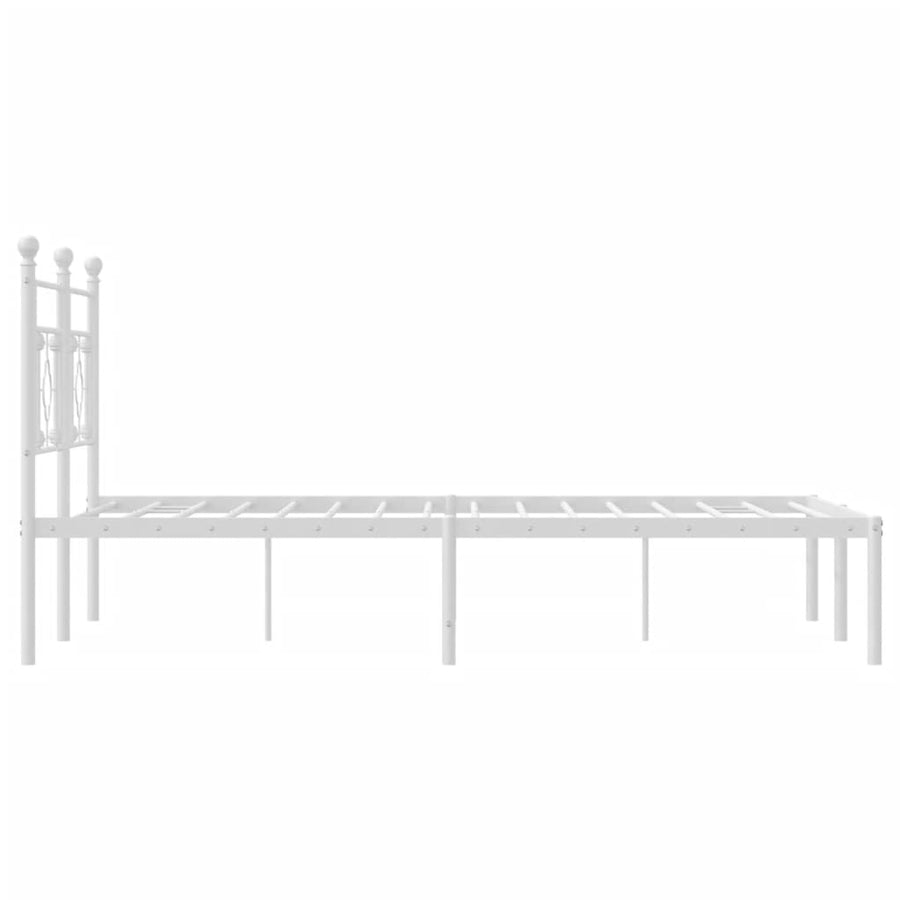 Metal Bed Frame without Mattress with Headboard White 135x190 cm