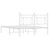 Metal Bed Frame without Mattress with Headboard White 135x190 cm - Close-Up Angle