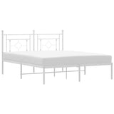 Metal Bed Frame without Mattress with Headboard White 150x200 cm - Front View