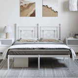 Metal Bed Frame without Mattress with Headboard White 150x200 cm - Side View