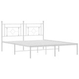 Metal Bed Frame without Mattress with Headboard White 150x200 cm - Top-Down View