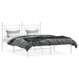 Metal Bed Frame without Mattress with Headboard White 150x200 cm - 45-Degree Angle