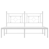 Metal Bed Frame without Mattress with Headboard White 150x200 cm - Rear View