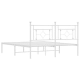 Metal Bed Frame without Mattress with Headboard White 150x200 cm - Low Angle