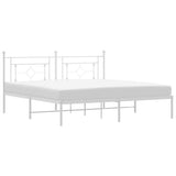 Metal Bed Frame without Mattress with Headboard White 183x203 cm King - Front View