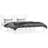 Metal Bed Frame without Mattress with Headboard White 183x203 cm King - Side View
