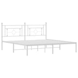Metal Bed Frame without Mattress with Headboard White 183x203 cm King - Top-Down View