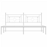 Metal Bed Frame without Mattress with Headboard White 183x203 cm King - 45-Degree Angle