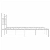 Metal Bed Frame without Mattress with Headboard White 183x203 cm King - Rear View