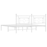 Metal Bed Frame without Mattress with Headboard White 183x203 cm King - Close-Up Angle