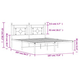 Metal Bed Frame without Mattress with Headboard White 183x203 cm King - Extra Image