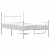 Metal Bed Frame without Mattress with Footboard White 107x203 cm King Single - Front View