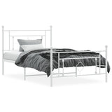 Metal Bed Frame without Mattress with Footboard White 107x203 cm King Single - Side View