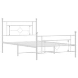 Metal Bed Frame without Mattress with Footboard White 107x203 cm King Single - Top-Down View