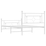 Metal Bed Frame without Mattress with Footboard White 107x203 cm King Single - Close-Up Angle