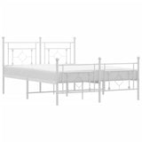 Metal Bed Frame without Mattress with Footboard White 135x190 cm - Front View