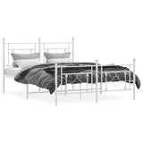 Metal Bed Frame without Mattress with Footboard White 135x190 cm - Side View