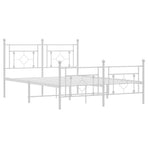 Metal Bed Frame without Mattress with Footboard White 135x190 cm