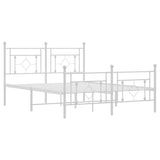 Metal Bed Frame without Mattress with Footboard White 135x190 cm - Top-Down View