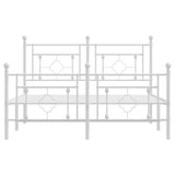 Metal Bed Frame without Mattress with Footboard White 135x190 cm