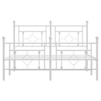 Metal Bed Frame without Mattress with Footboard White 135x190 cm