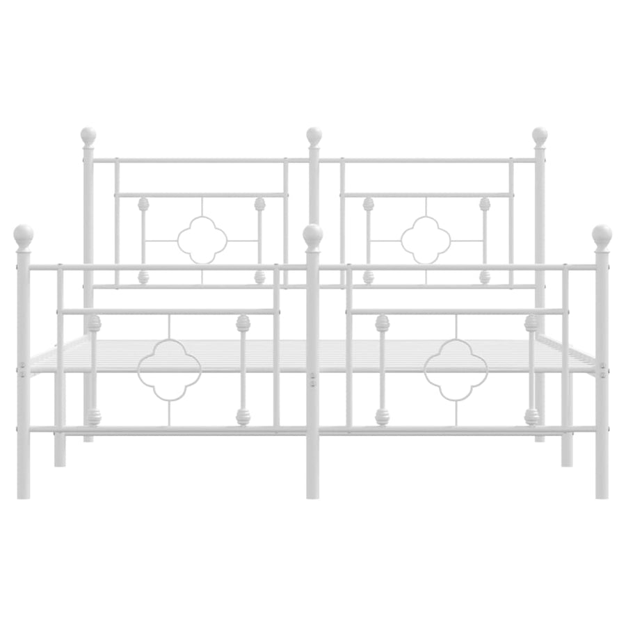 Metal Bed Frame without Mattress with Footboard White 135x190 cm