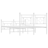 Metal Bed Frame without Mattress with Footboard White 135x190 cm - Close-Up Angle