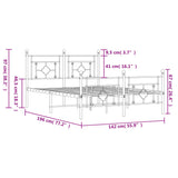 Metal Bed Frame without Mattress with Footboard White 135x190 cm