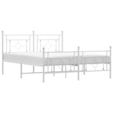 Metal Bed Frame without Mattress with Footboard White 150x200 cm - Front View