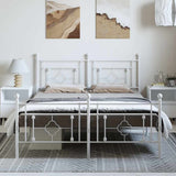 Metal Bed Frame without Mattress with Footboard White 150x200 cm