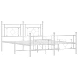 Metal Bed Frame without Mattress with Footboard White 150x200 cm - Top-Down View