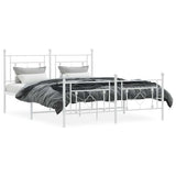 Metal Bed Frame without Mattress with Footboard White 150x200 cm - 45-Degree Angle
