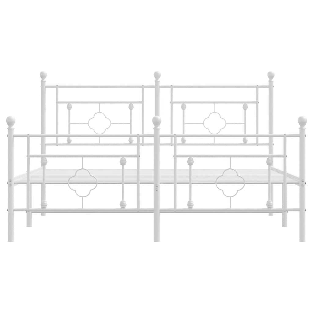 Metal Bed Frame without Mattress with Footboard White 150x200 cm