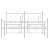 Metal Bed Frame without Mattress with Footboard White 150x200 cm - Rear View
