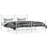 Metal Bed Frame without Mattress with Footboard White 183x203 cm King - Side View