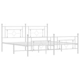 Metal Bed Frame without Mattress with Footboard White 183x203 cm King