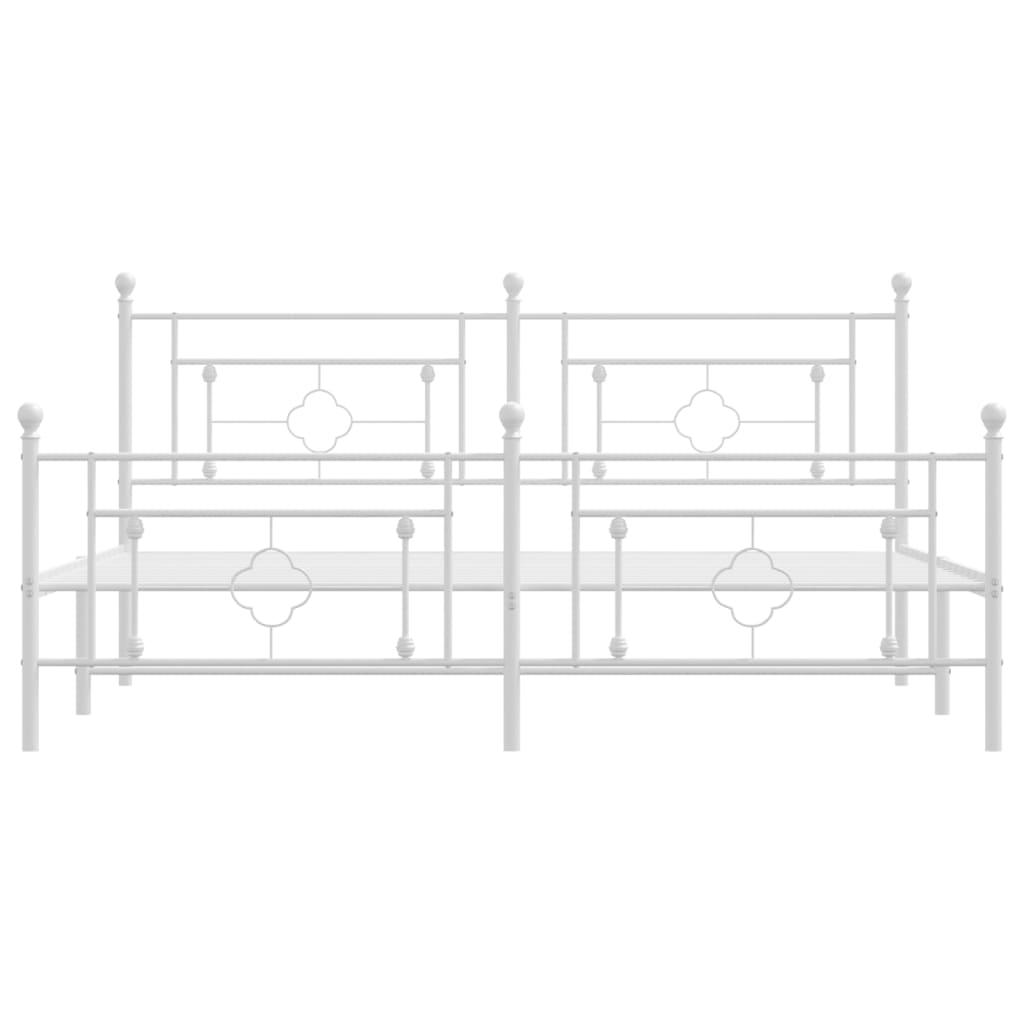Metal Bed Frame without Mattress with Footboard White 183x203 cm King